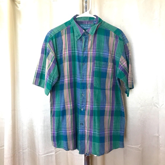 Vintage Loafers by Reed St. James Striped Plaid Shirt Men's Size L 1990's Large - Picture 2 of 15